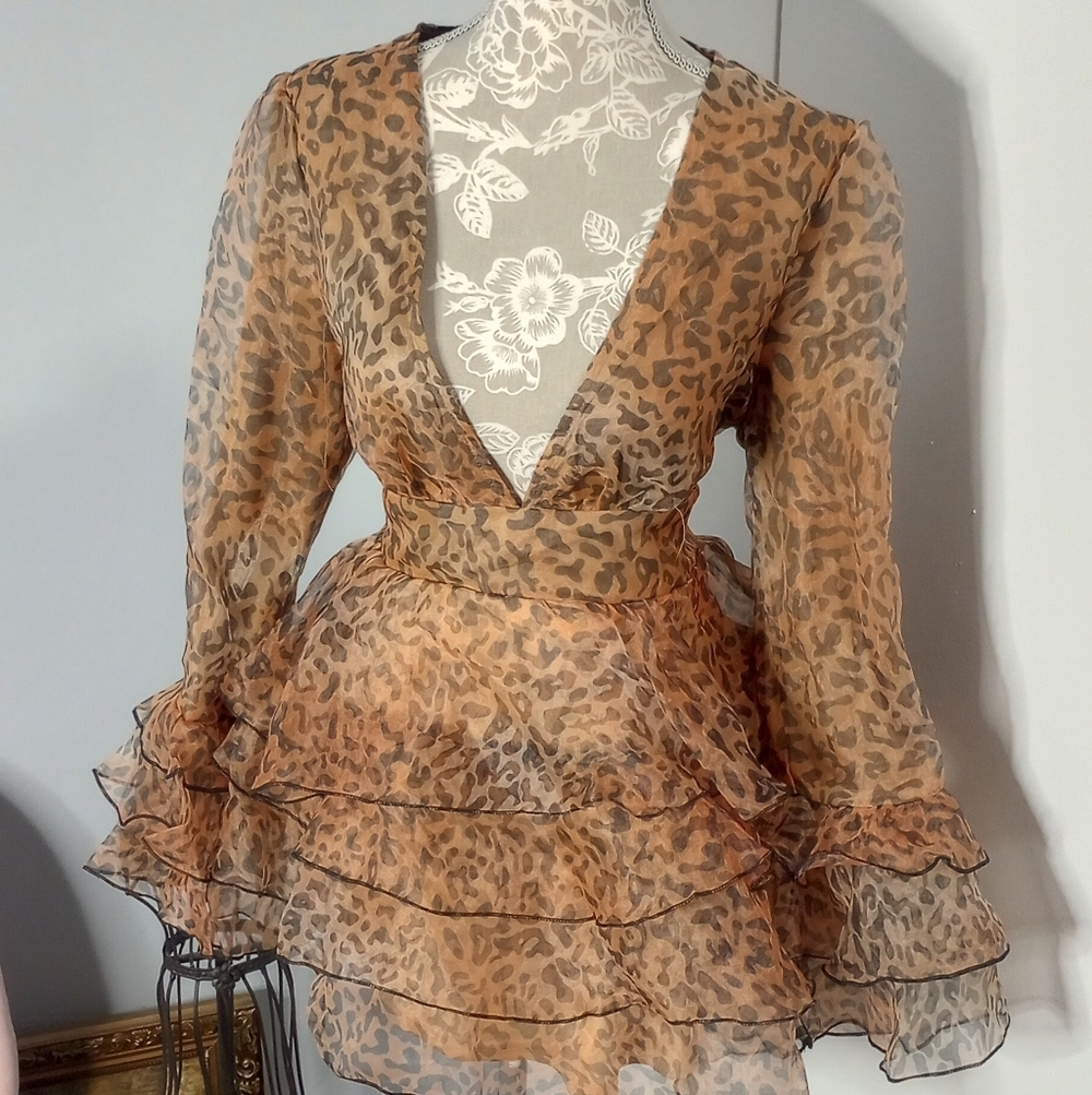 Loragal Leopard Print Ruffle‎   Blouse